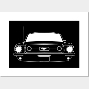 Ford Mustang 67 White Outline Posters and Art